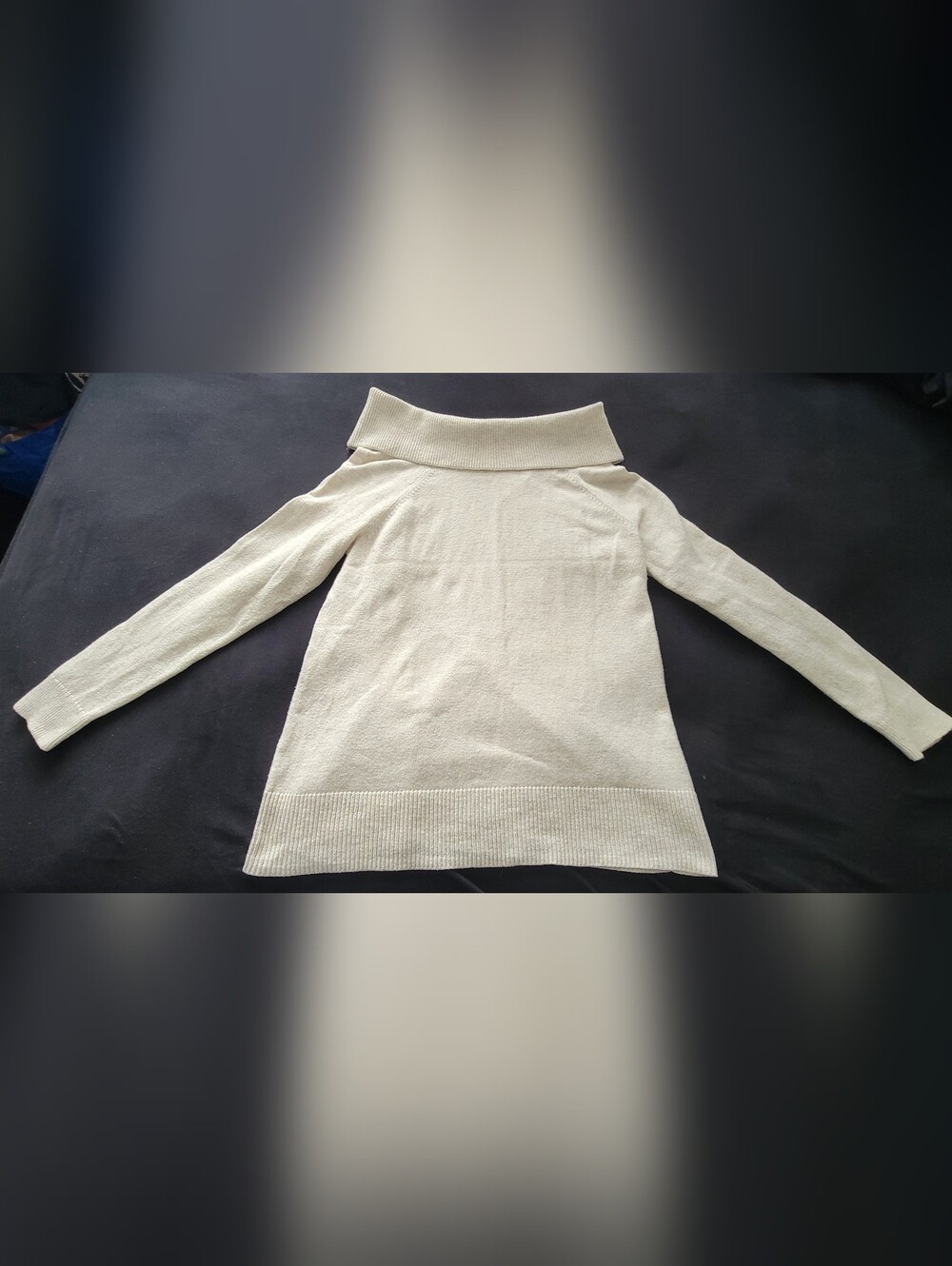 GAP Cream Off-Shoulder Foldover Collar Sweater